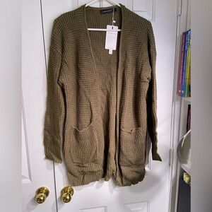 Olive green cozy cardigan NWT size L